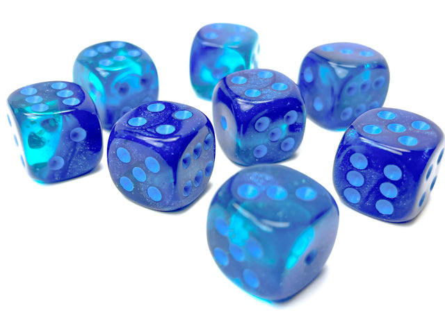 Chessex - 12mm d6 Dice Block (36 dados) - Gemini Blue-Blue/light blue Luminary