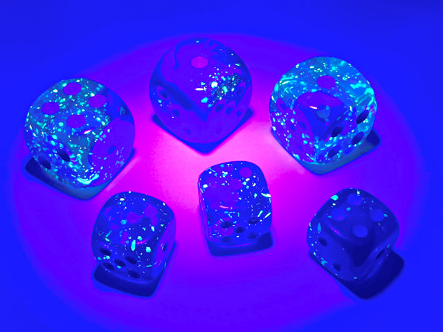 Chessex - 12mm d6 Dice Block (36 dados) - Gemini Blue-Blue/light blue Luminary