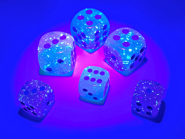 Chessex - 12mm d6 Dice Block (36 dados) - Gemini Gel Green-Pink/blue Luminary