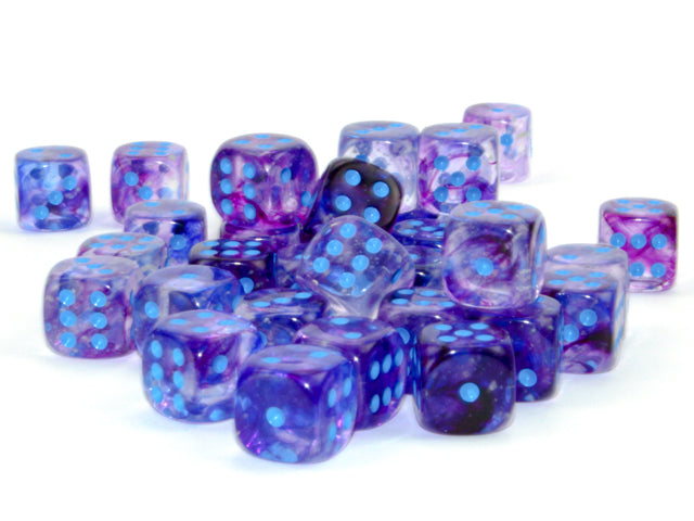 Chessex - 12mm d6 Dice Block (36 dados) - Nebula Nocturnal/blue Luminary