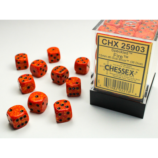 Chessex - 12mm d6 Dice Block (36 dados) - Speckled Fire
