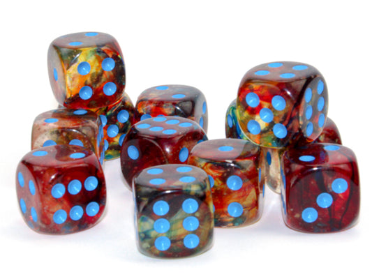 Chessex - 16mm d6 Dice Block (12 dados) - Nebula Primary/blue