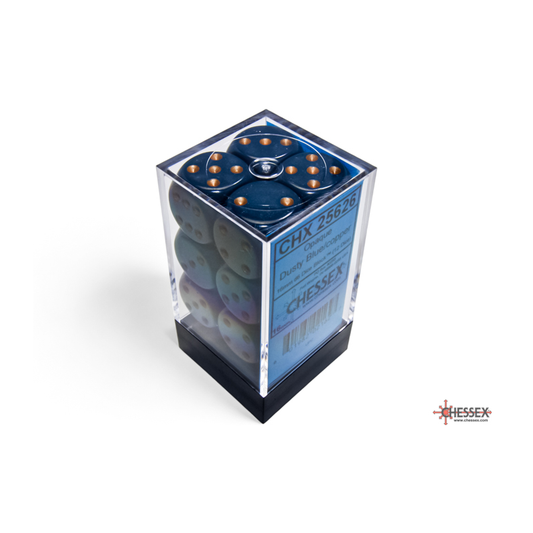 Chessex - 16mm d6 Dice Block (12 dados) - Opaque Dusty Blue/copper