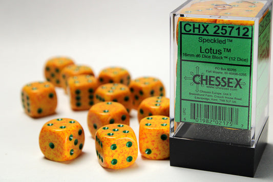 Chessex - 16mm d6 Dice Block (12 dados) - Speckled Lotus