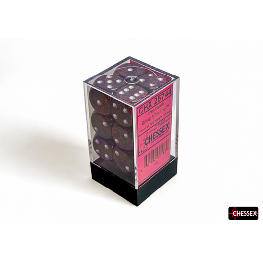 Chessex - 16mm d6 Dice Block (12 dados) - Speckled Silver Volcano