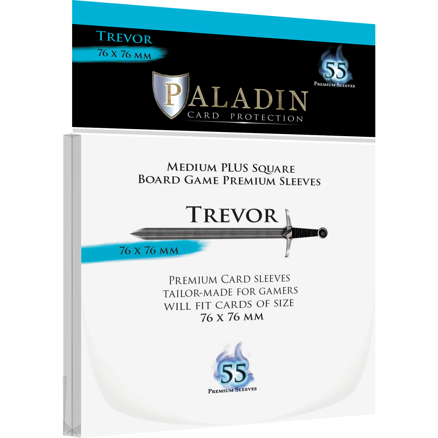 Paladin Sleeves - Trevor Premium Medium+ Square 76x76mm (55 Sleeves)