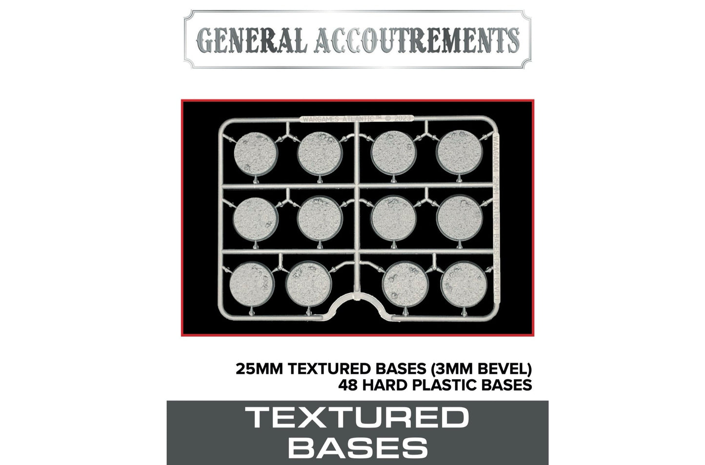 General Accoutrements - 25mm Textured Bases (3mm Bevel) 48 Peanas