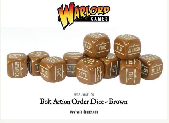 Bolt Action Orders Dice - Brown (12)