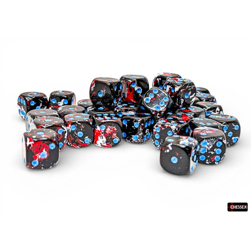 Chessex - 12mm d6 Dice Block (36 dados) - Brush Dark Side/blue