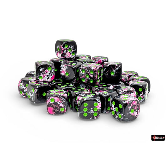 Chessex - 12mm d6 Dice Block (36 dados) - Brush Paintball/green