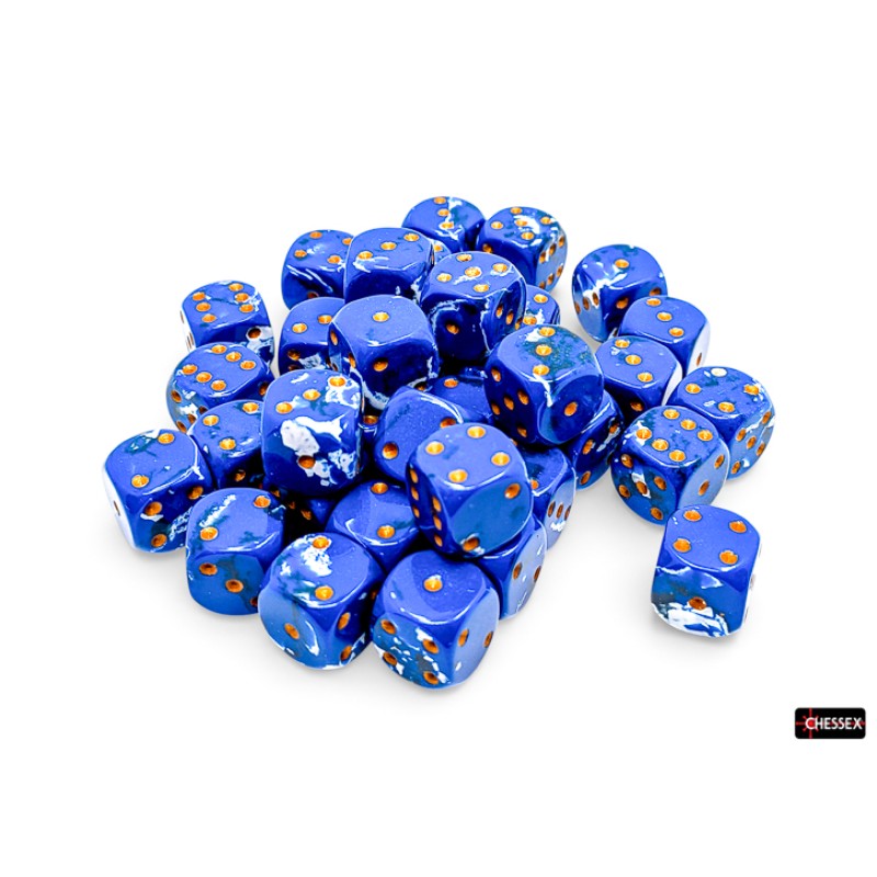 Chessex - 12mm d6 Dice Block (36 dados) - Brush Wavebreak/gold