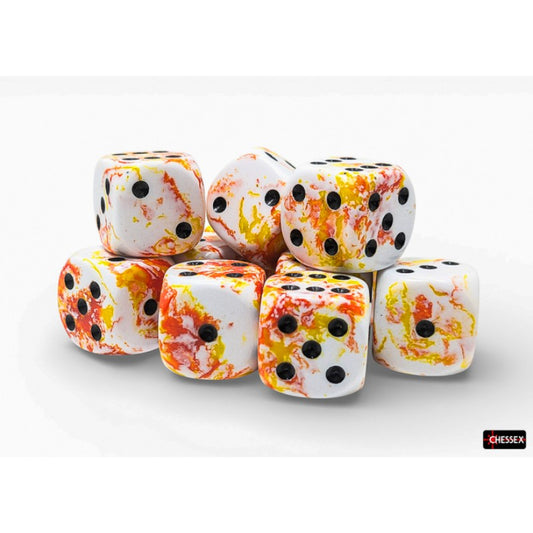 Chessex - 16mm d6 Dice Block (12 dados) - Brush Sunrise/black