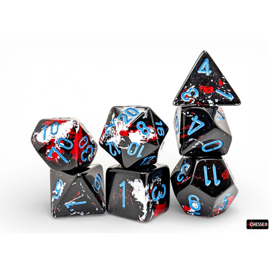 Chessex - Set de 7 dados - Brush Dark Side/blue