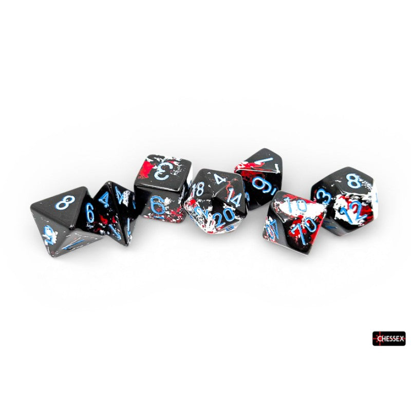 Chessex - Set de 7 dados - Brush Dark Side/blue