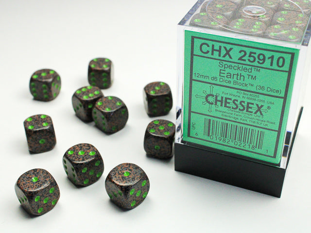Chessex - 12mm d6 Dice Block (36 dados) - Earth