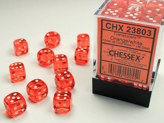 Chessex - 12mm d6 Dice Block (36 dados) - Orange w/white