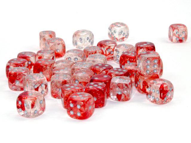 Chessex - 12mm d6 Dice Block (36 dados) - Red/silver