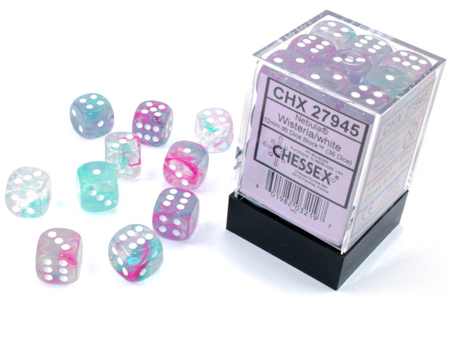 Chessex - 12mm d6 Dice Block (36 dados) - Wisteria/white