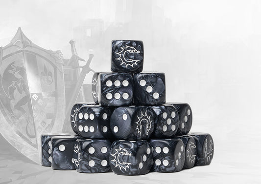 Conquest: Set De Dados Marmolados Gris Oscuro - 24 Por Pack