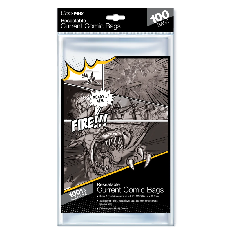 Ultra Pro -  Bolsas de cómic resellables de tamaño actual (100 unidades)