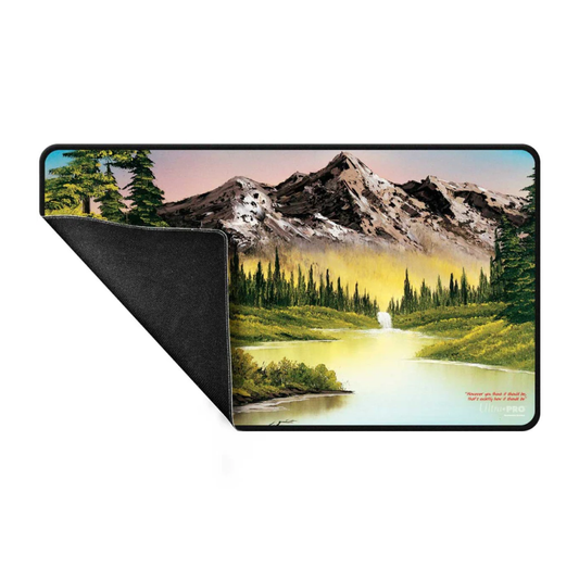 UP Black Stitched Playmat - Bob Ross Mountain Retreat