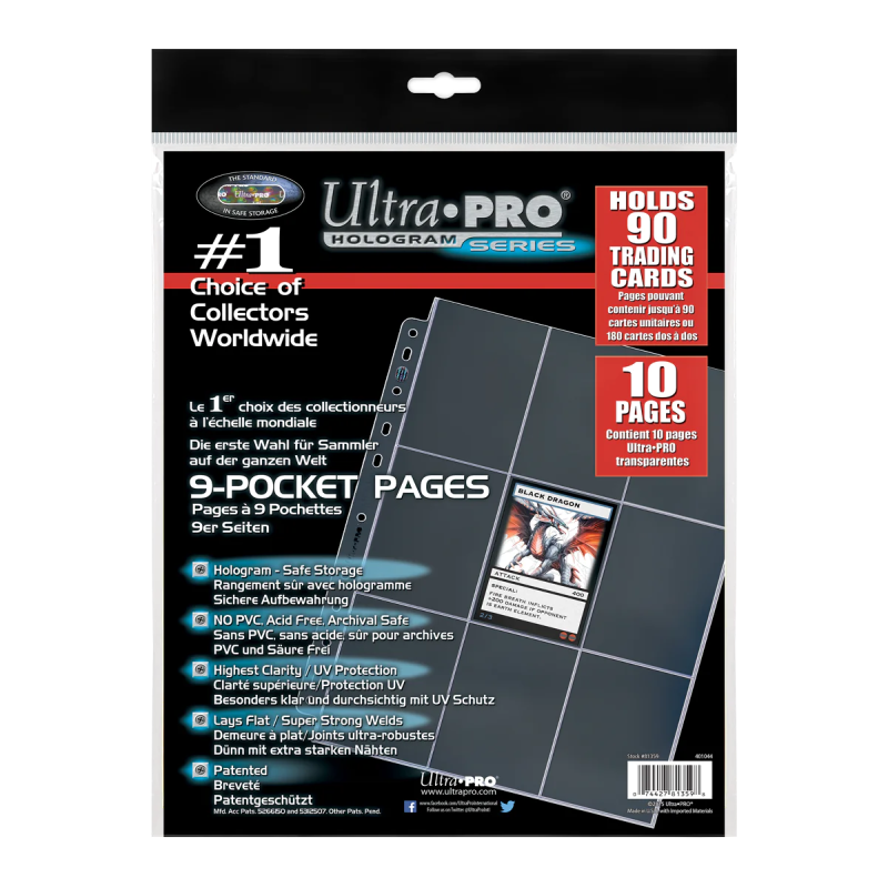 HOJAS DE 9 BOLSILLOS PARA CARPETAS - 9-POCKET SILVER SERIES ULTRA PRO HOJAS DE 9 BOLSILLOS PARA CARPETAS - 9-POCKET SILVER SERIES ULTRA PRO