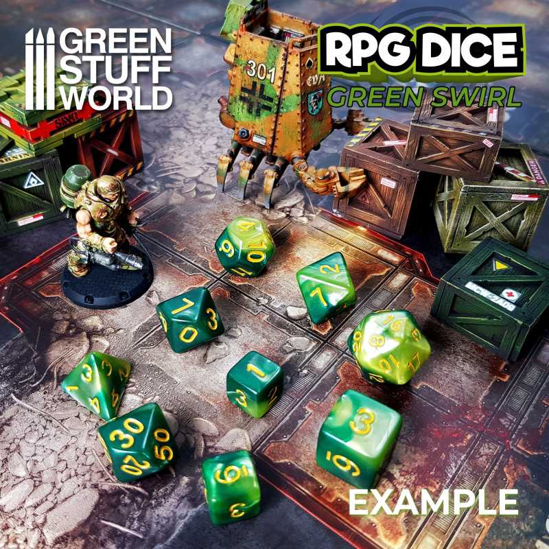 7x Dados Mix 16mm - Verde Marmol