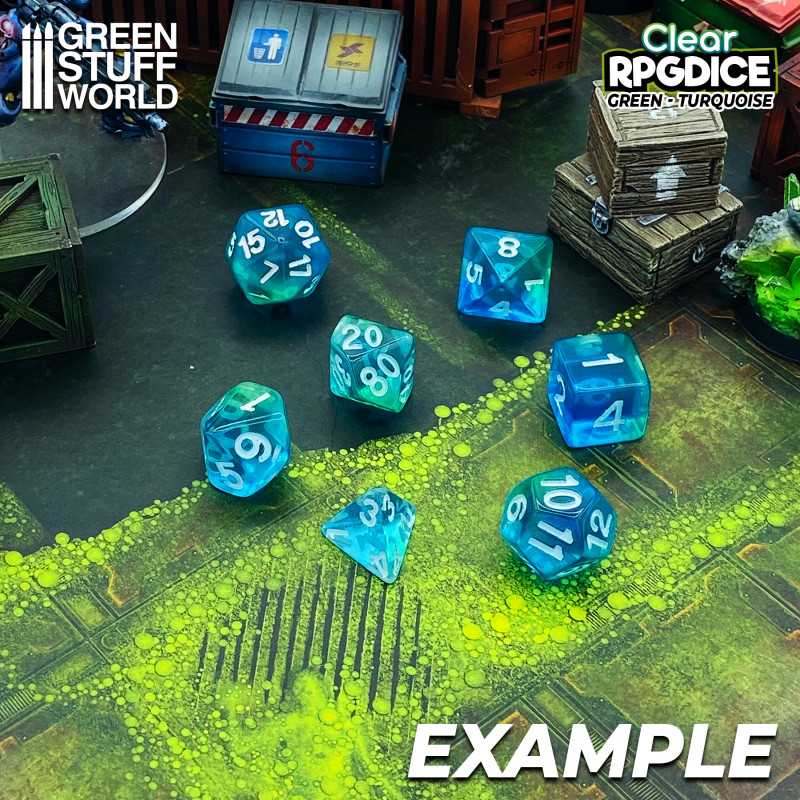 7x Dados Mix 16mm - Verde - Turquesa