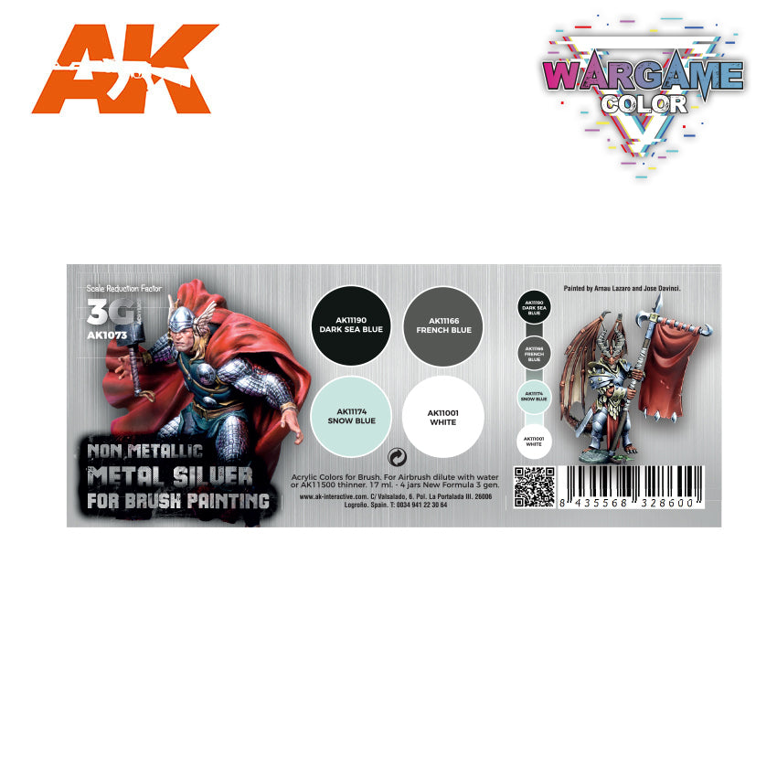 Wargame color set - Non Metallic Metal Silver (With Brush)