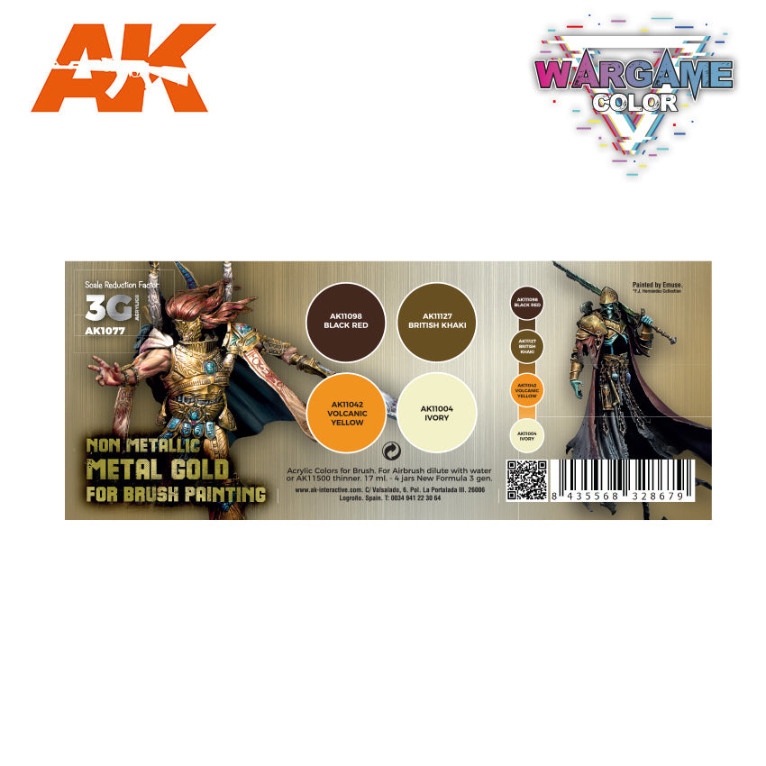 Wargame color set - Non Metallic Metal Gold (With Brush)