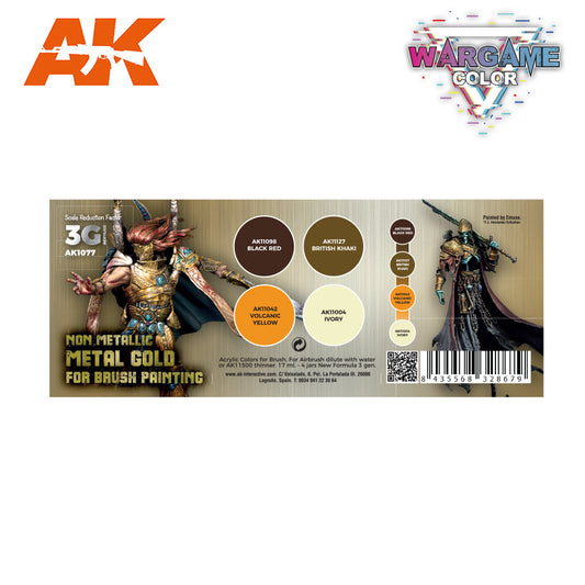 Wargame color set - Non Metallic Metal Gold (With Brush)