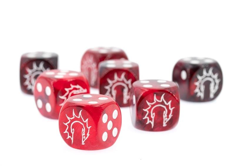 Conquest First Blood Logo on Dark Red/Black Marbled Dice - 24 per pack Para Bellum Conquest Wargame
