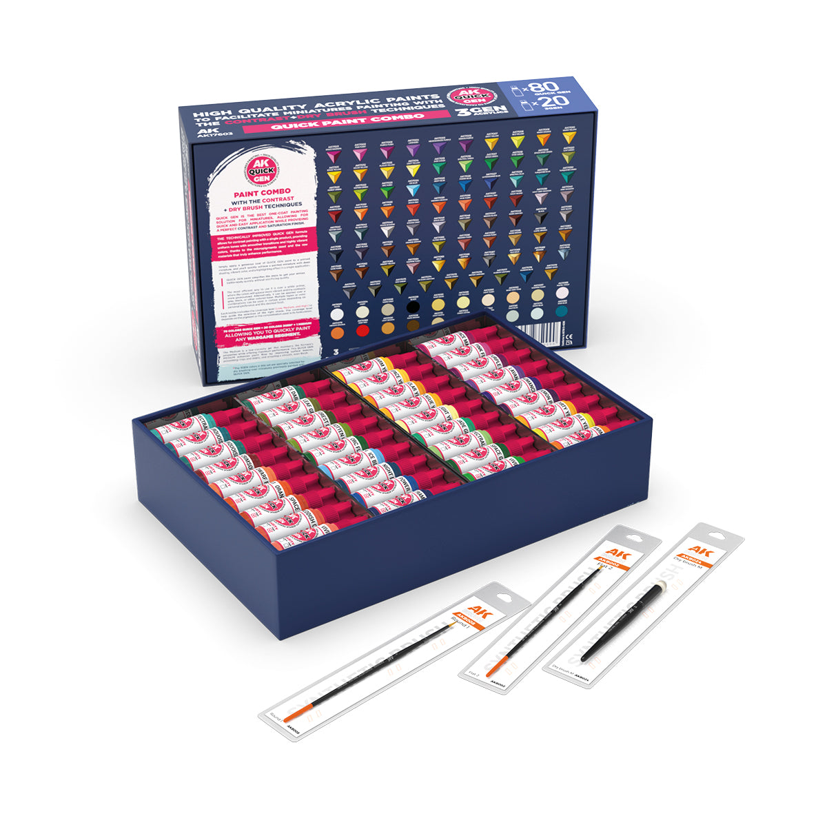 [PREPEDIDO] Quick Paint Combo Set 100 Colors (80 Quick Gen+20 Acrylic 3Gen+3 Brushes)