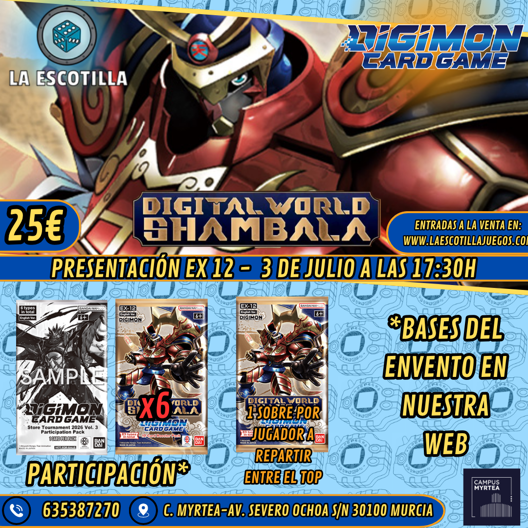 [EVENTO] Digimon - Presentación EX12 Digital World Shambala - 3 de Julio de 2026 a las 17:30h