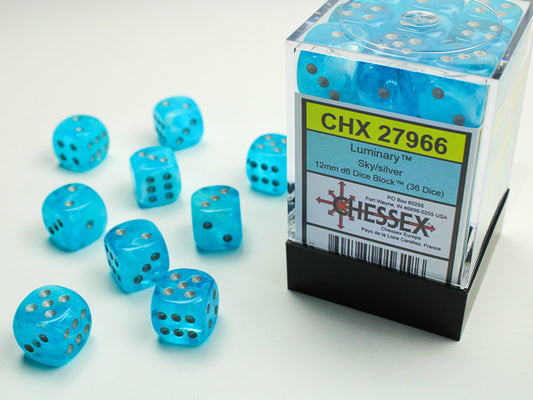 Chessex - 12mm d6 Dice Block (36 dados) - Luminary Sky/silver