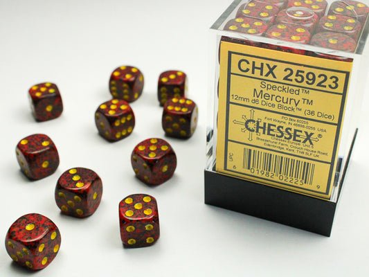 Chessex - 12mm d6 Dice Block (36 dados) - Speckled Mercury