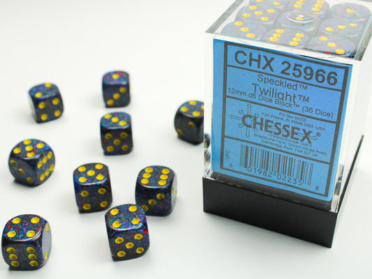 Chessex - 12mm d6 Dice Block (36 dados) - Speckled Twilight