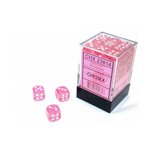 Chessex - 12mm d6 Dice Block (36 dados) - Translucent Pink/white