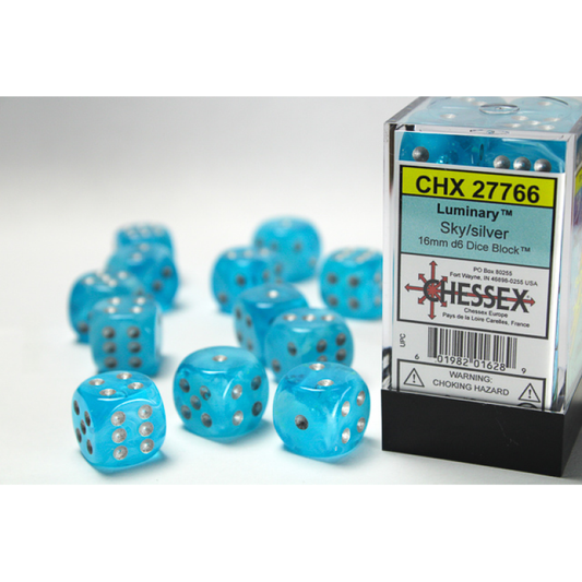 Chessex - 16mm d6 Dice Block (12 dados) - Luminary Sky/silver