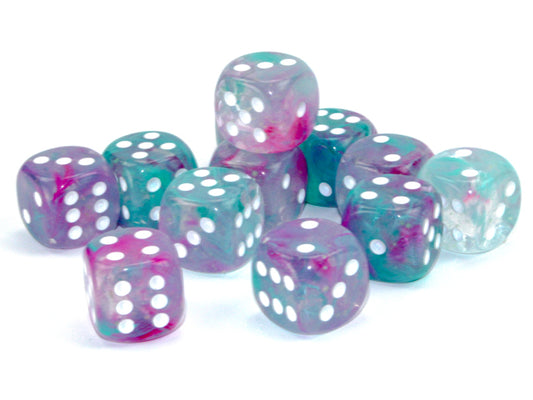 Chessex - 16mm d6 Dice Block (12 dados) - Nebula Wisteria/white