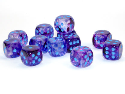 Chessex - 16mm d6 Dice Block (12 dados) - Nebula Nocturnal/blue Luminary