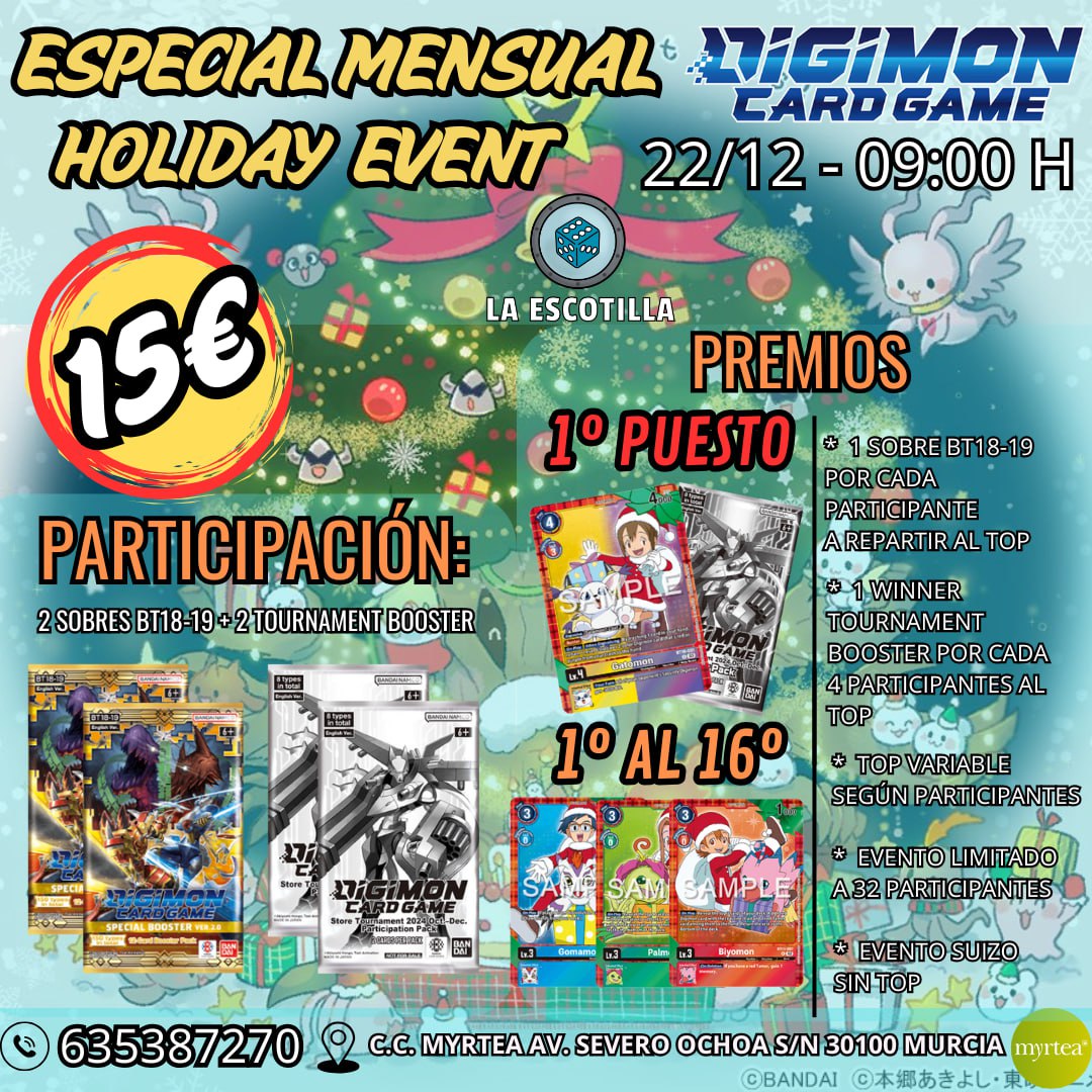 [EVENTO] Especial Mensual Digimon Holiday Event 22/12/2024 - 09:00H