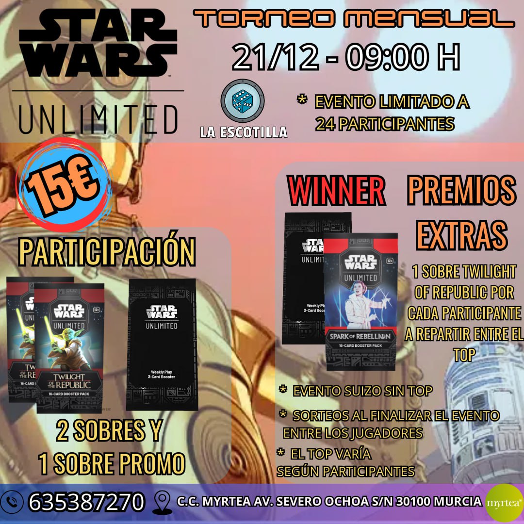 [EVENTO] Mensual Star Wars 21/12/2024 - 09:00H