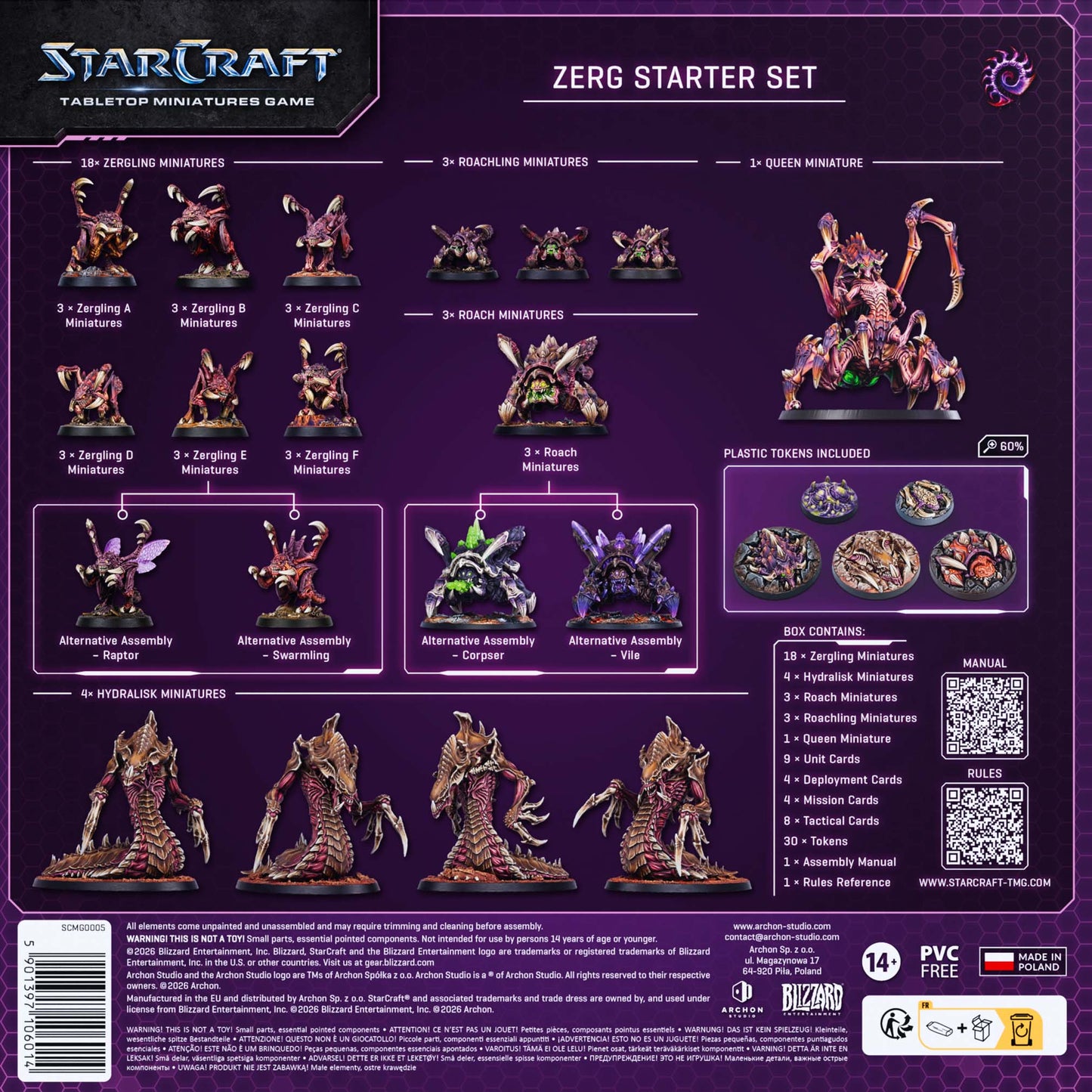 Starcraft: Zerg Starter Set, Tabletop Miniature Game, Archon Studio, Wargame