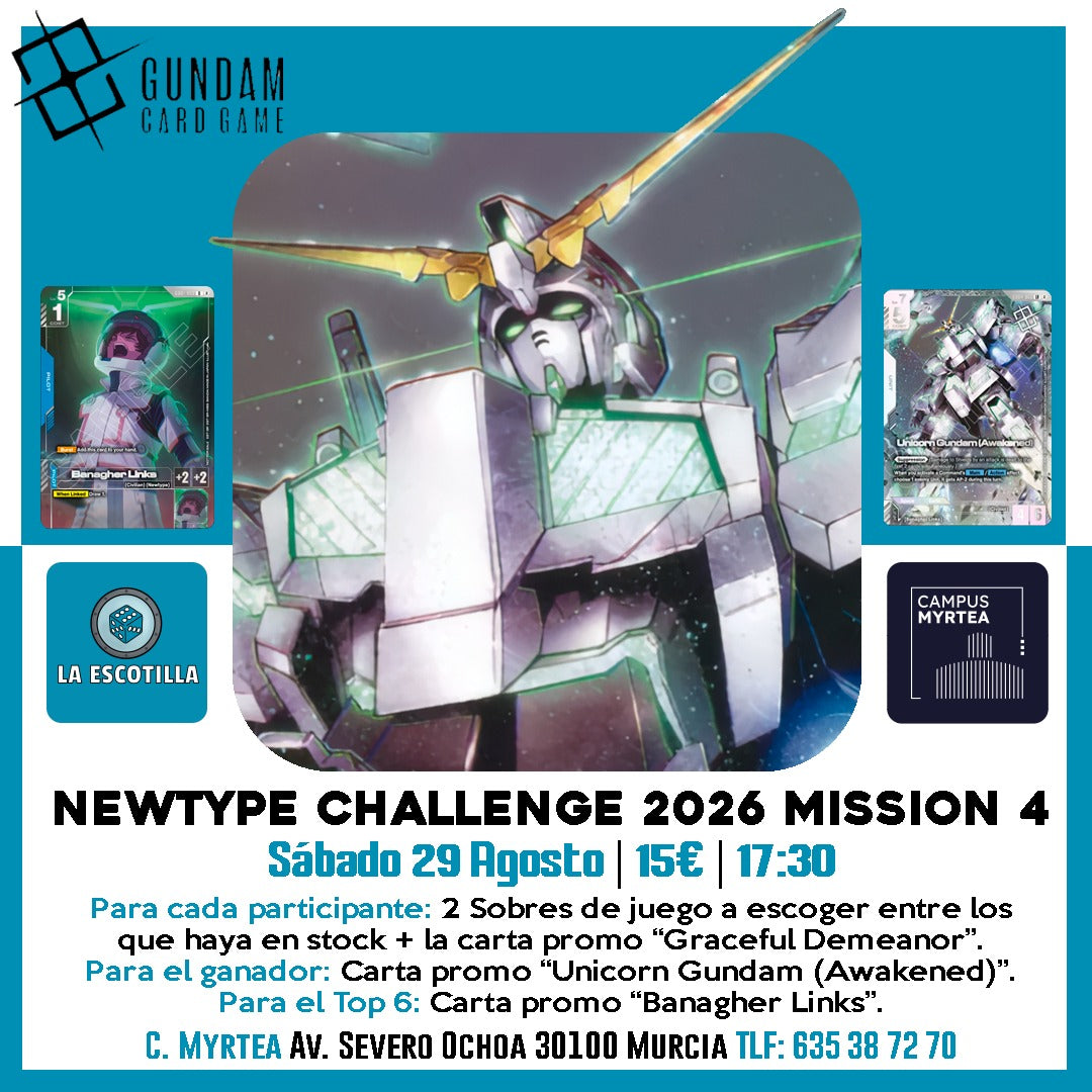 [EVENTO] Gundam TCG - Newtype Challenge 4 - 29 de Agosto a las 17:30h