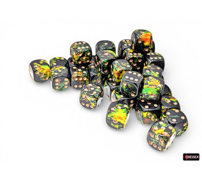 Chessex - 12mm d6 Dice Block (36 dados) - Brush Deep Forest/gold