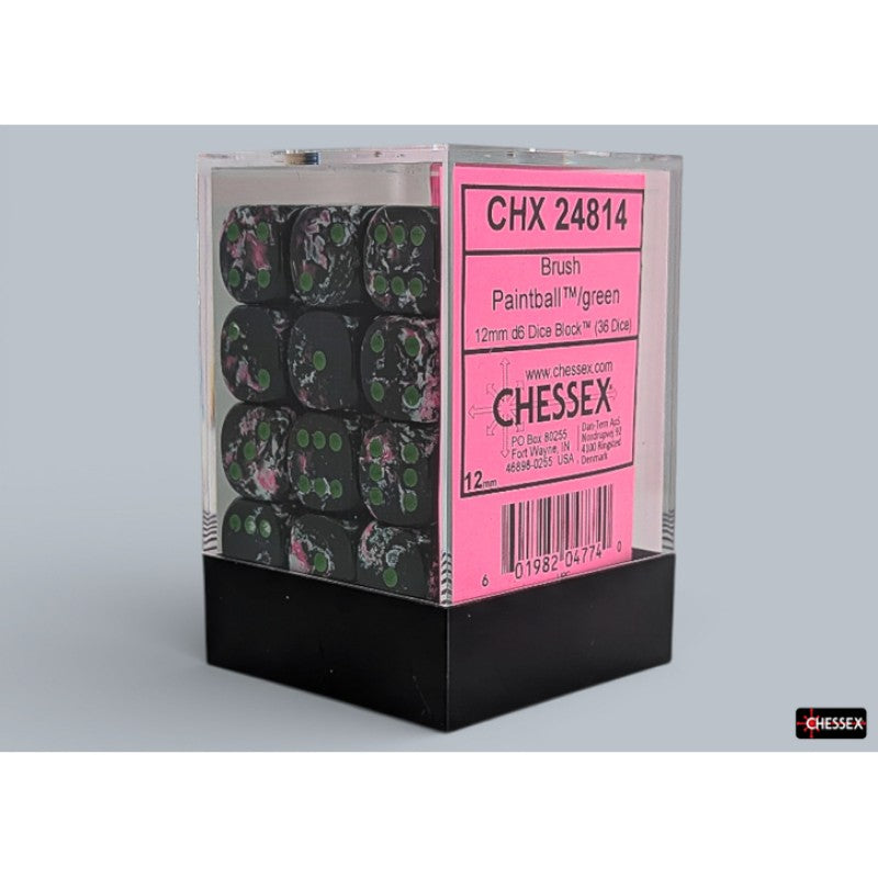 Chessex - 12mm d6 Dice Block (36 dados) - Brush Paintball/green