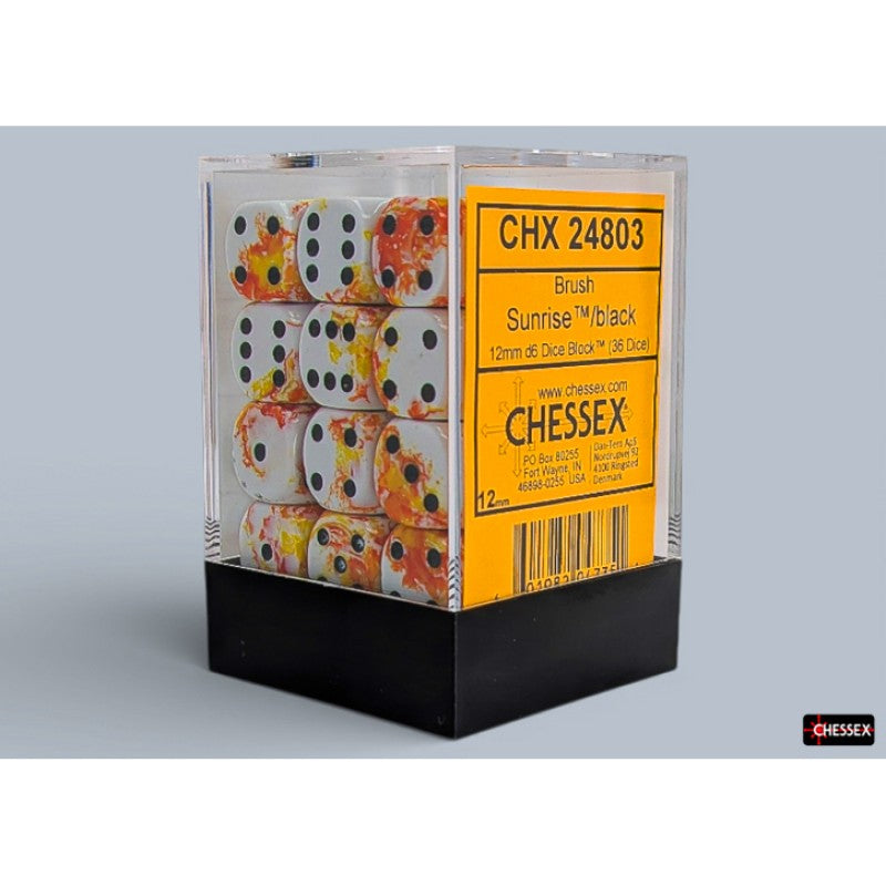 Chessex - 12mm d6 Dice Block (36 dados) - Brush Sunrise/black