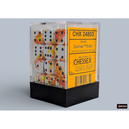 Chessex - 12mm d6 Dice Block (36 dados) - Brush Sunrise/black