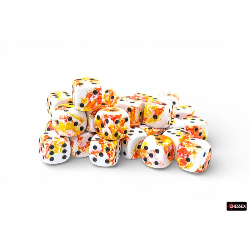 Chessex - 12mm d6 Dice Block (36 dados) - Brush Sunrise/black